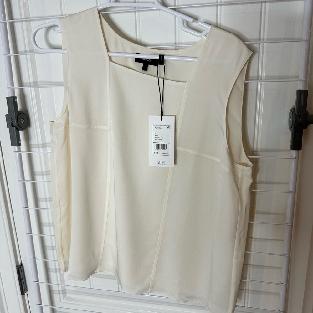Theory Cream Sleeveless Silk  Blouse